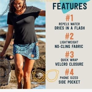 RipSkirt Hawaii Moonlight Floral wrap skirt Length 1 Size XL